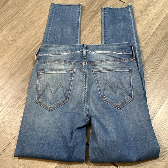 Mother Looker Ankle Fray Hem Birds of Paradise Blue Skinny Stretch Jeans size 25 - Picture 2 of 15